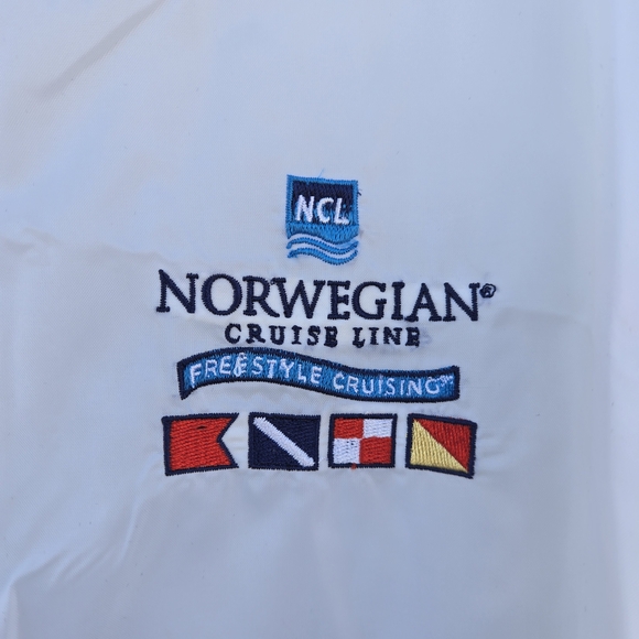 Norwegian Cruise Line NCL White Windbreaker Jacket Large Hooded Nylon Lined EUC - Picture 6 of 16
